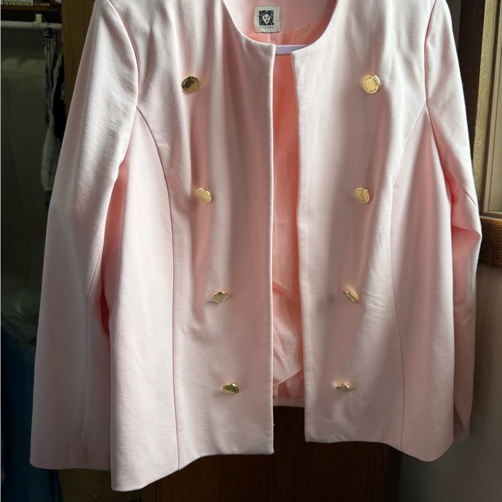 Anne Klein Light Pink Blazer with Gold Buttons